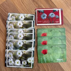 Lot Of 10 Walmart Gift Cards with Seeds Red Poppy & Baby Breath ~No Value~